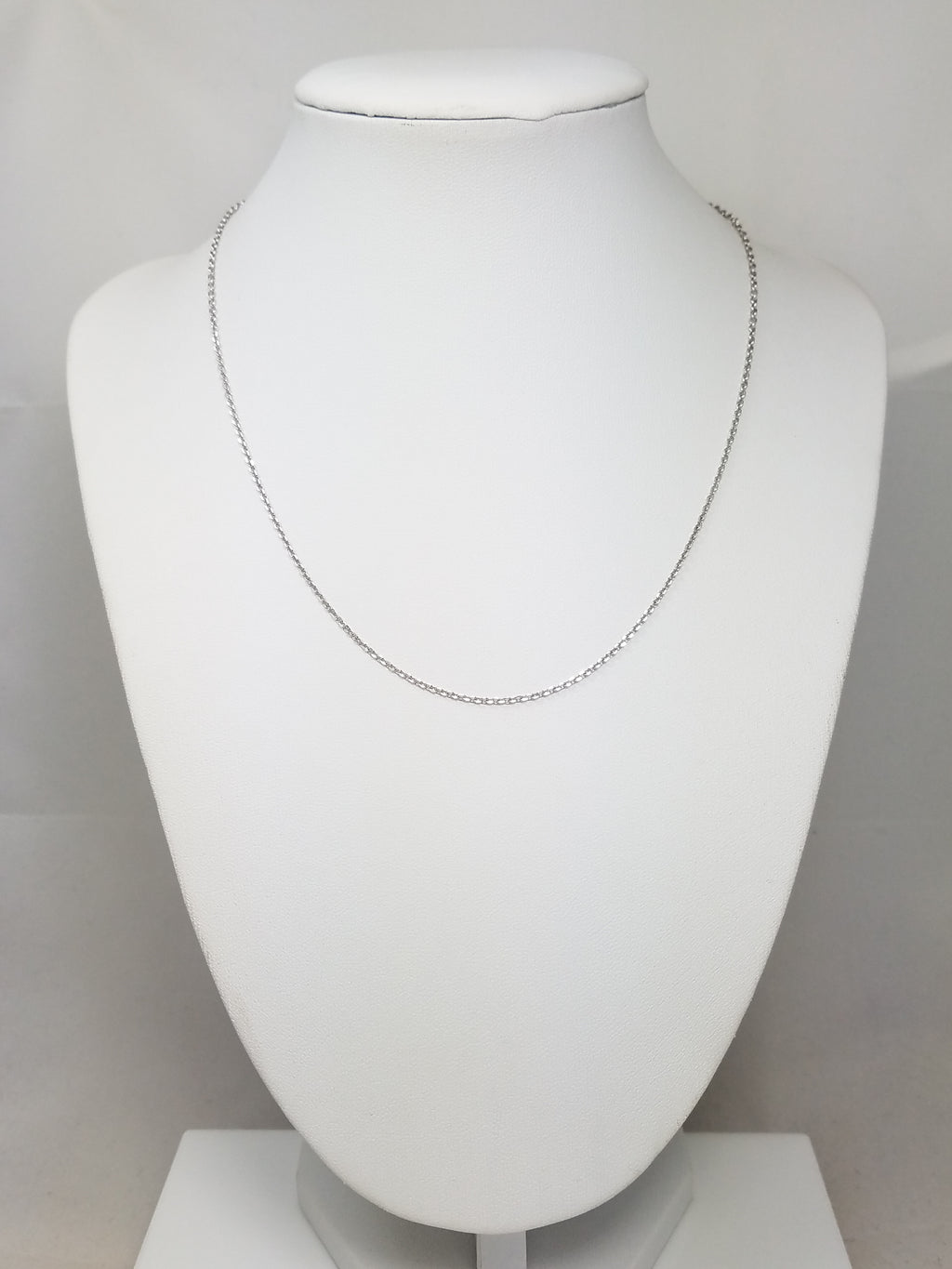 Simple 16" Solid 14k White Gold Cable Link Chain Necklace