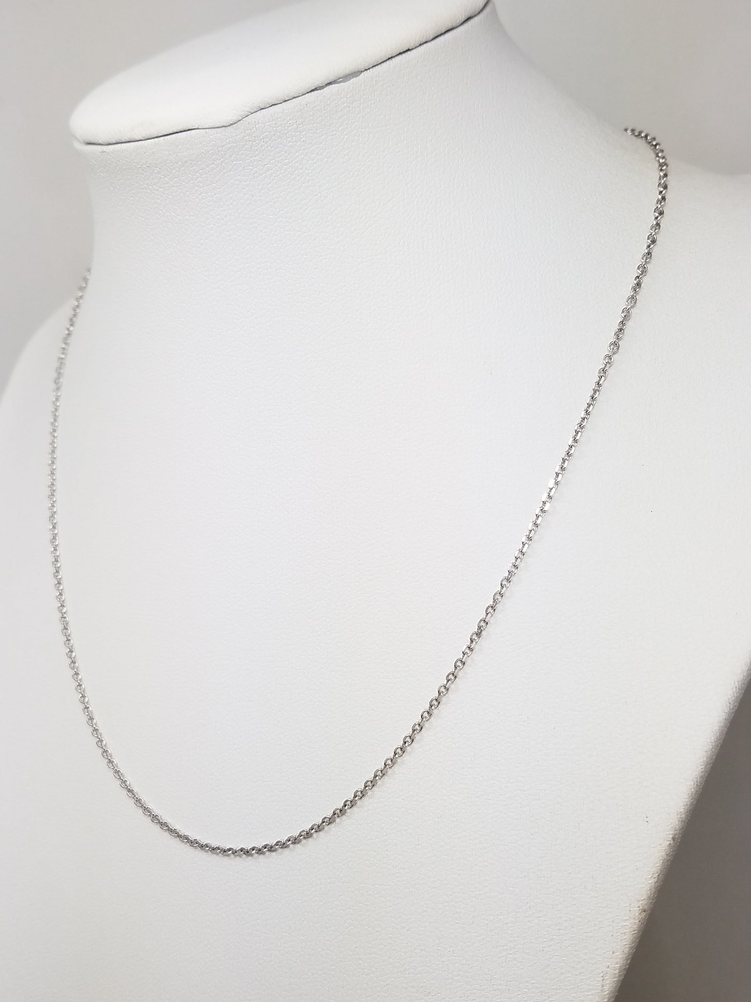 Simple 16" Solid 14k White Gold Cable Link Chain Necklace