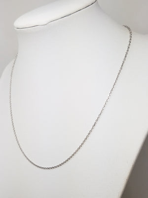 Simple 16" Solid 14k White Gold Cable Link Chain Necklace