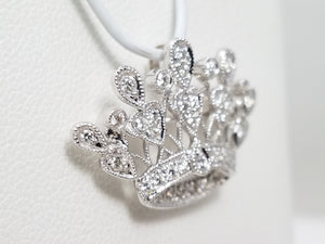 Scintillating 18k White Gold Natural Diamond Crown/Tiara Brooch