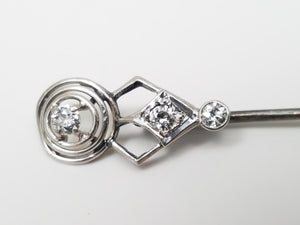 Vintage Lot: 8k Yellow Gold Pin, 8k Gold/Platinum Top Diamond Pin, & 10k Yellow Gold Diamond Pendant.
