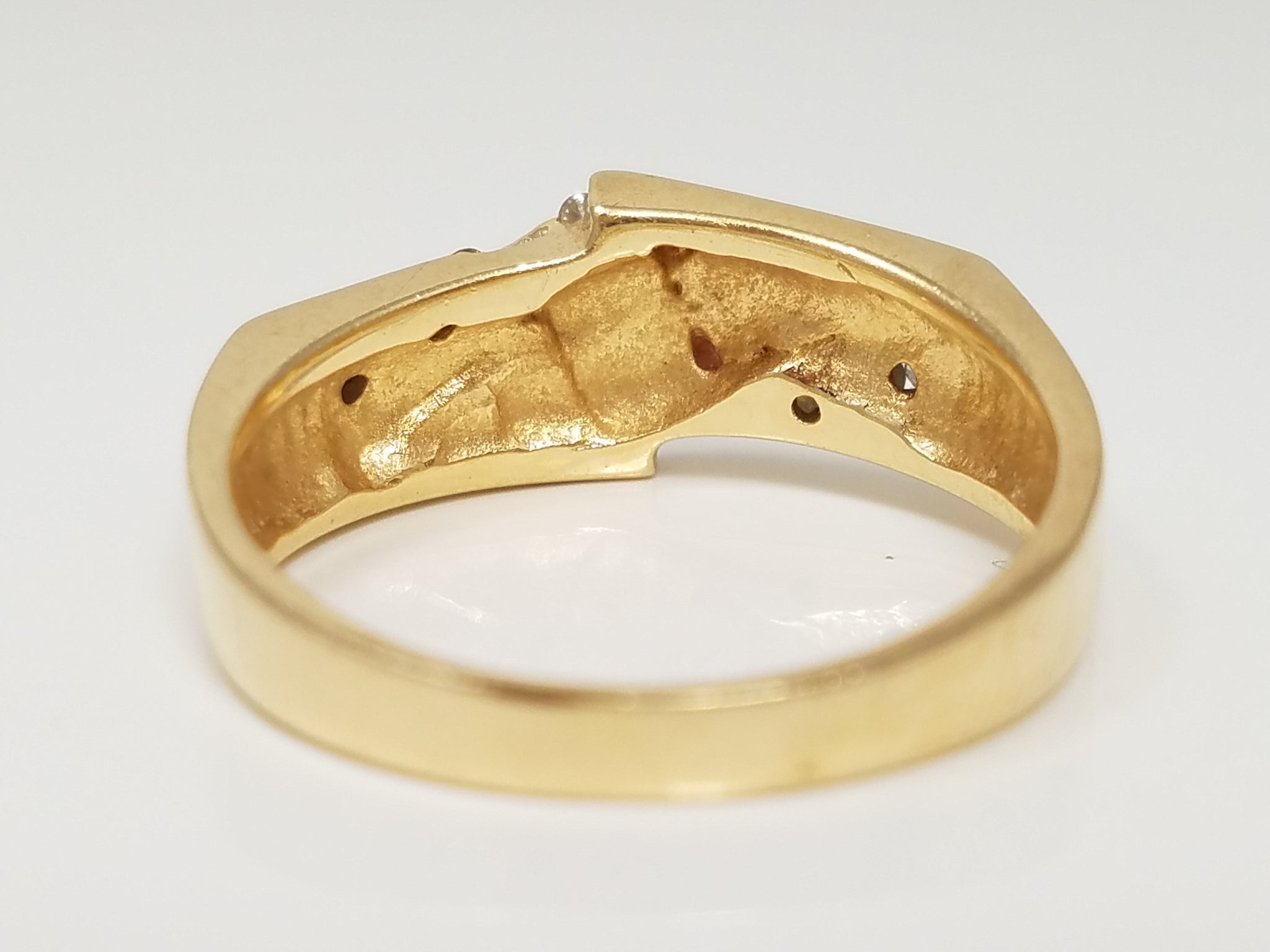 14k Yellow Gold Lab Opal Natural Diamond Ring