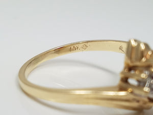 Attractive 10k Yellow Gold Lab Created Ruby Natural Diamond Ring