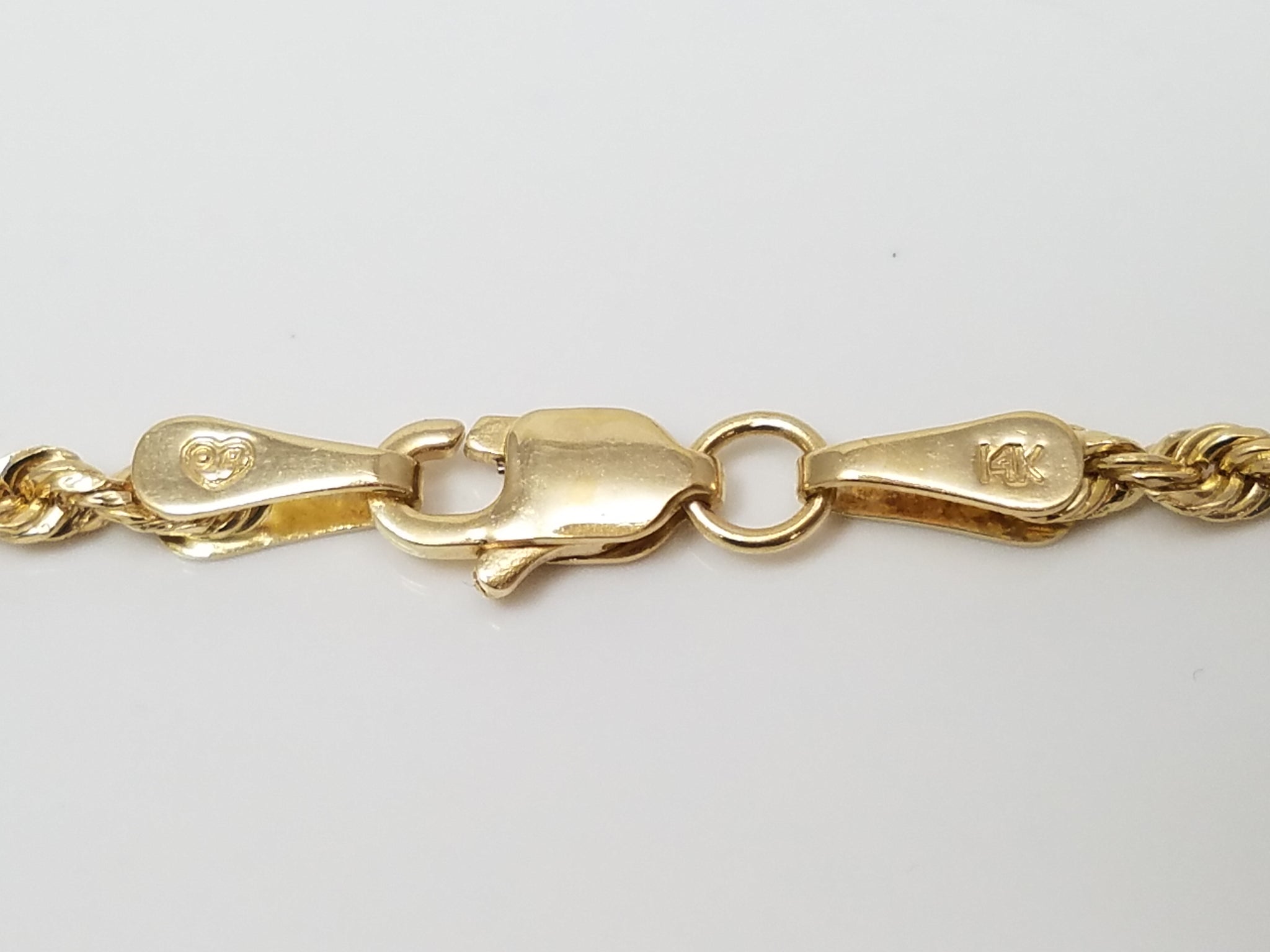 2.3mm/18" Hollow Rope Chain Necklace 14k Yellow Gold