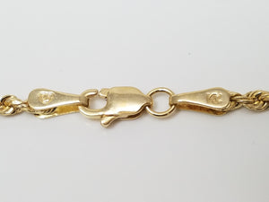 2.3mm/18" Hollow Rope Chain Necklace 14k Yellow Gold