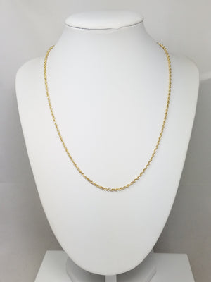 2.3mm/18" Hollow Rope Chain Necklace 14k Yellow Gold