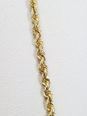 2.3mm/18" Hollow Rope Chain Necklace 14k Yellow Gold