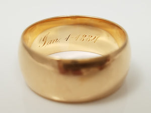 Classic 1884 Victorian 18k Yellow Gold Wedding Ring Band