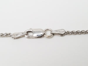 18k White Gold Solid Round Wheat Link 18" Necklace