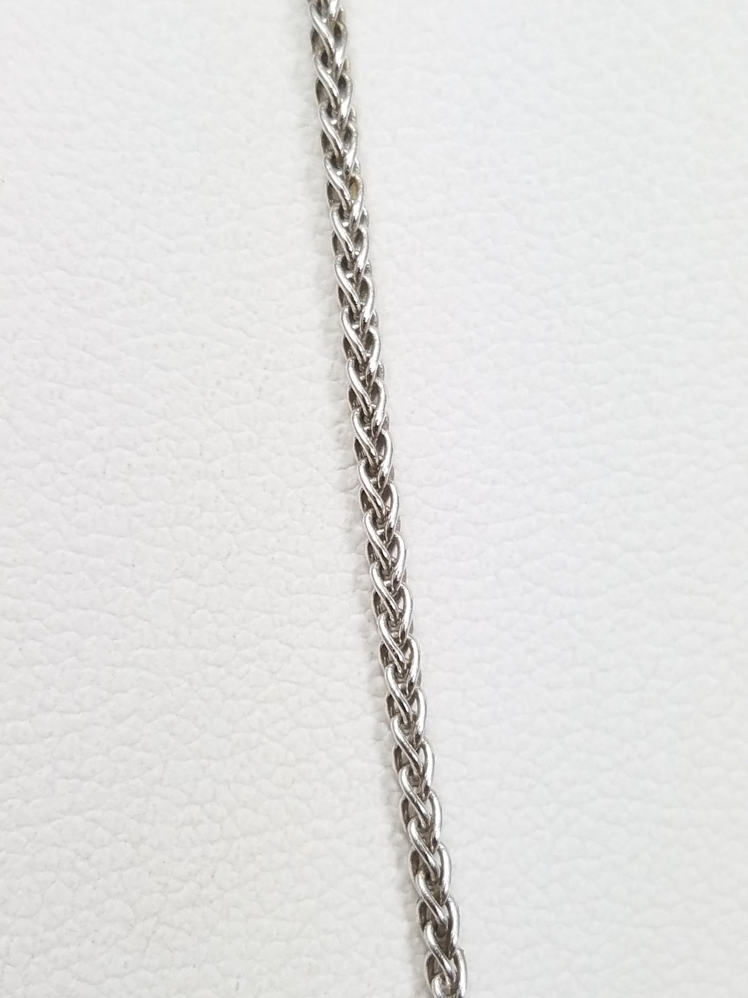 18k White Gold Solid Round Wheat Link 18" Necklace