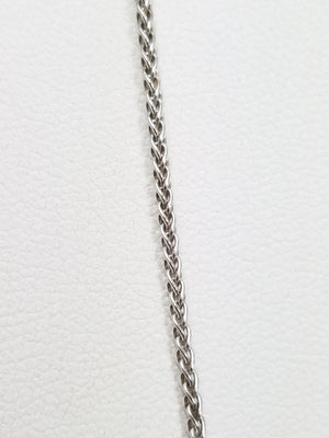 18k White Gold Solid Round Wheat Link 18" Necklace