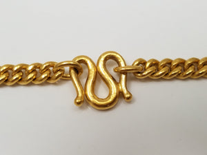 Striking 18" Solid 23.5k Yellow Gold Curb Link Chain Necklace
