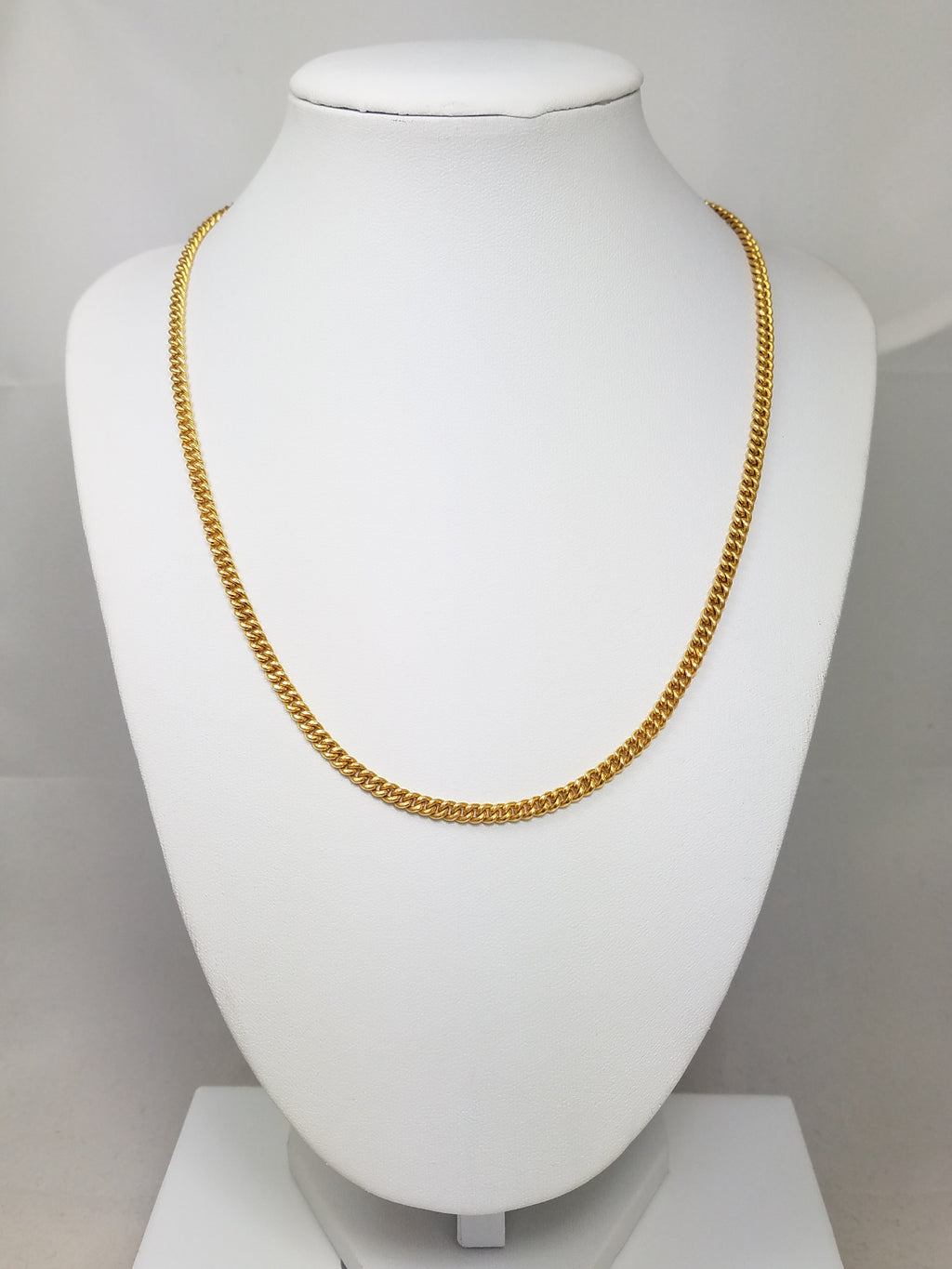 Striking 18" Solid 23.5k Yellow Gold Curb Link Chain Necklace