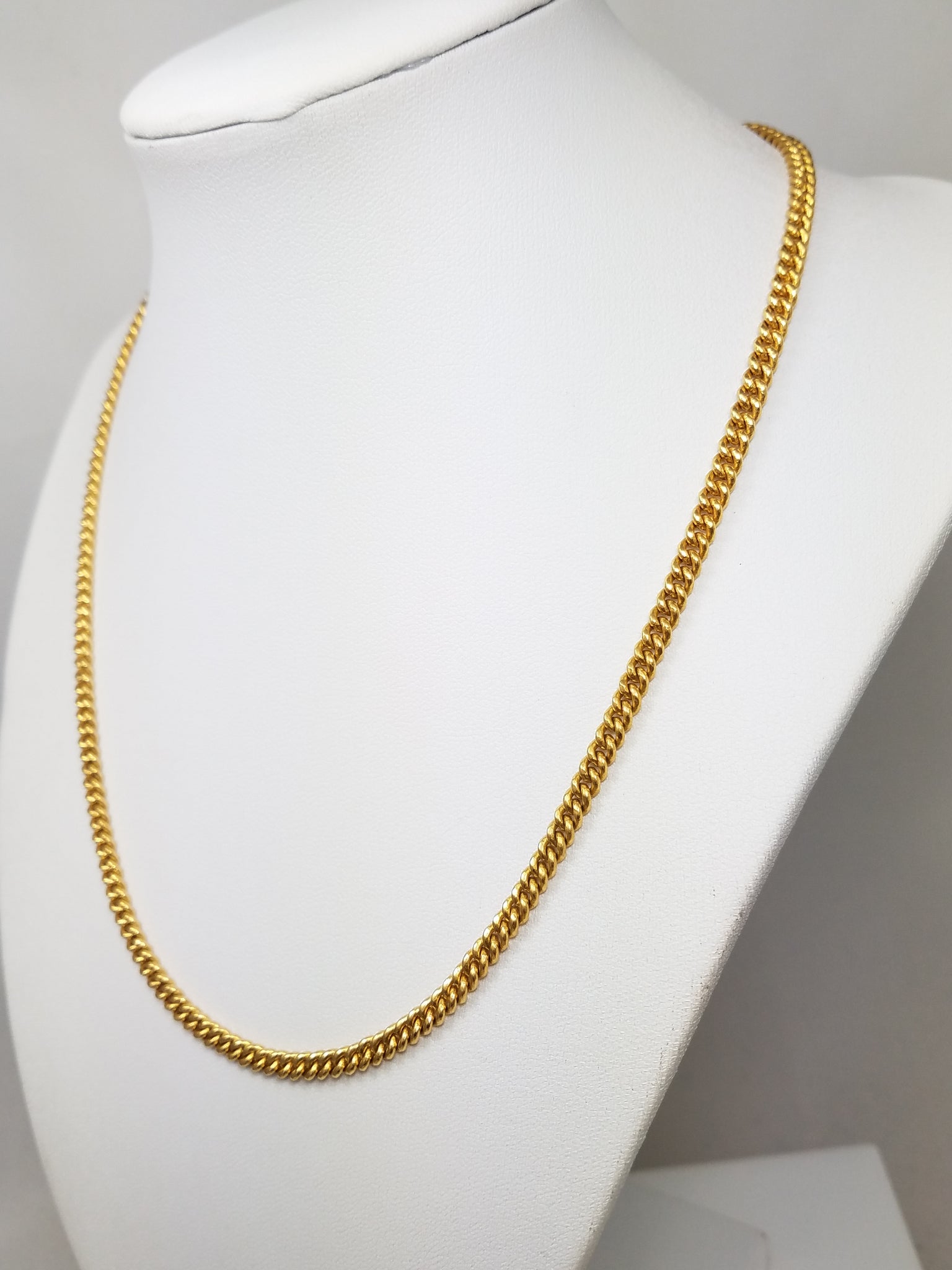 Striking 18" Solid 23.5k Yellow Gold Curb Link Chain Necklace
