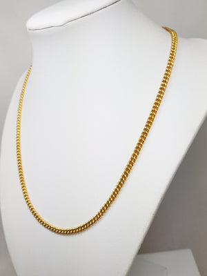 Striking 18" Solid 23.5k Yellow Gold Curb Link Chain Necklace