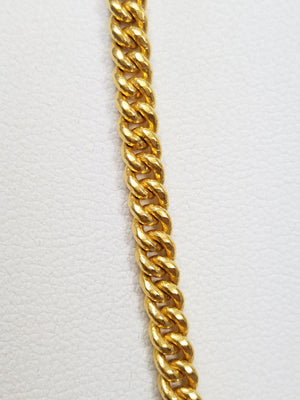 Striking 18" Solid 23.5k Yellow Gold Curb Link Chain Necklace