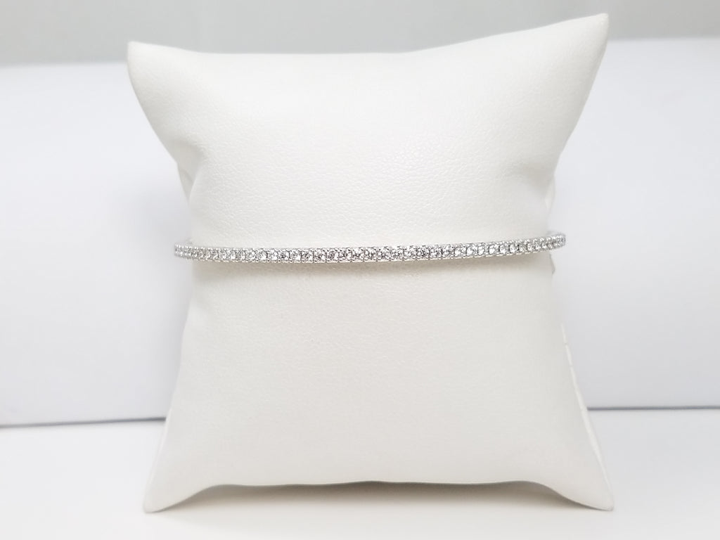 $10,000 Retail Tiffany & Co. 18k White Gold Natural Diamond "Metro" Bangle Bracelet