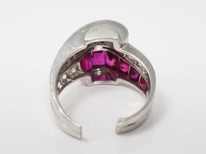 Dynamic Vintage Platinum 1ctw+ Natural Diamond & 1ctw+ Natural Ruby Custom Ring