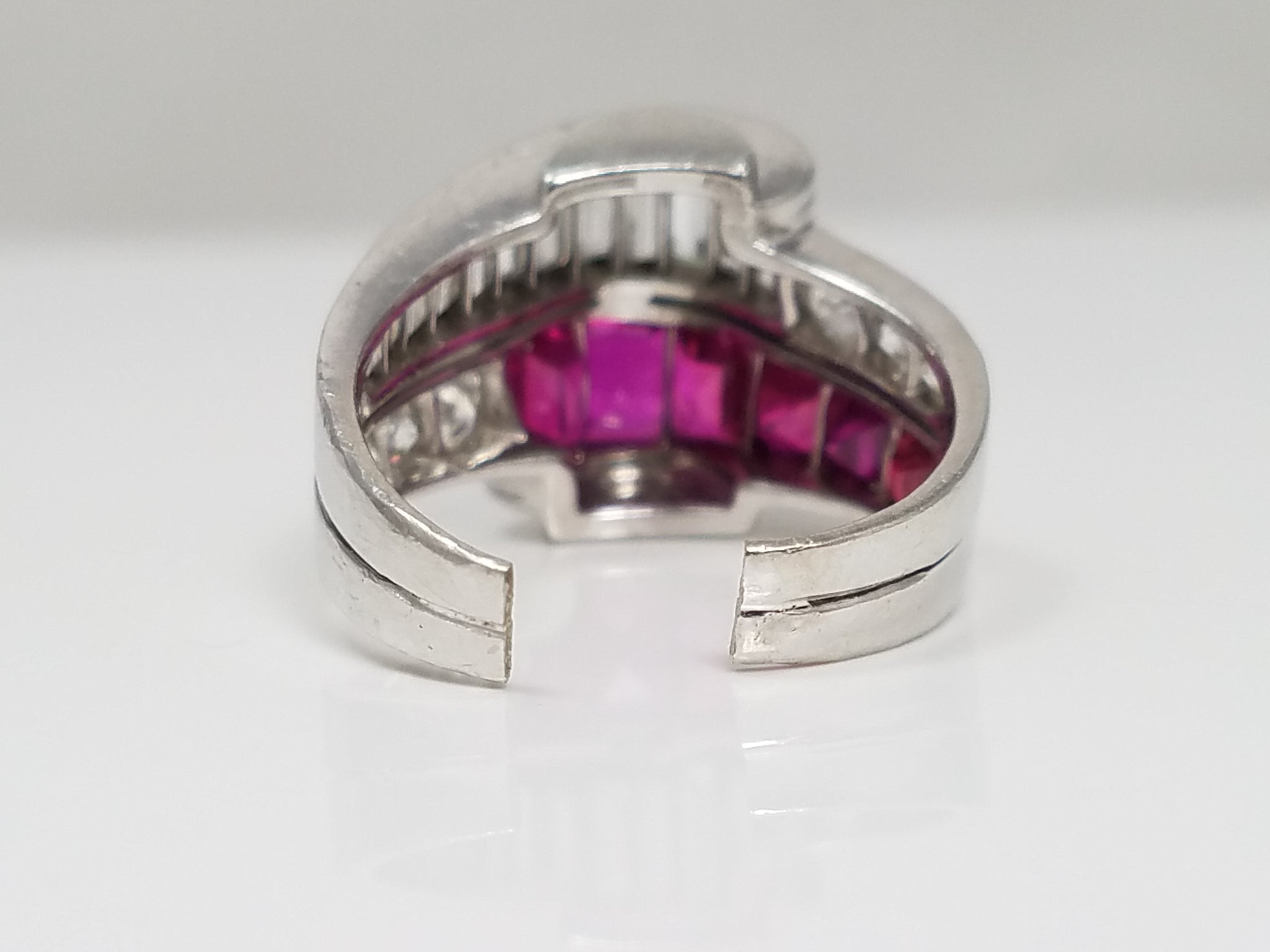 Dynamic Vintage Platinum 1ctw+ Natural Diamond & 1ctw+ Natural Ruby Custom Ring