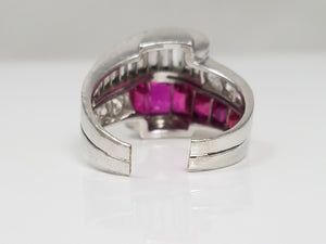Dynamic Vintage Platinum 1ctw+ Natural Diamond & 1ctw+ Natural Ruby Custom Ring