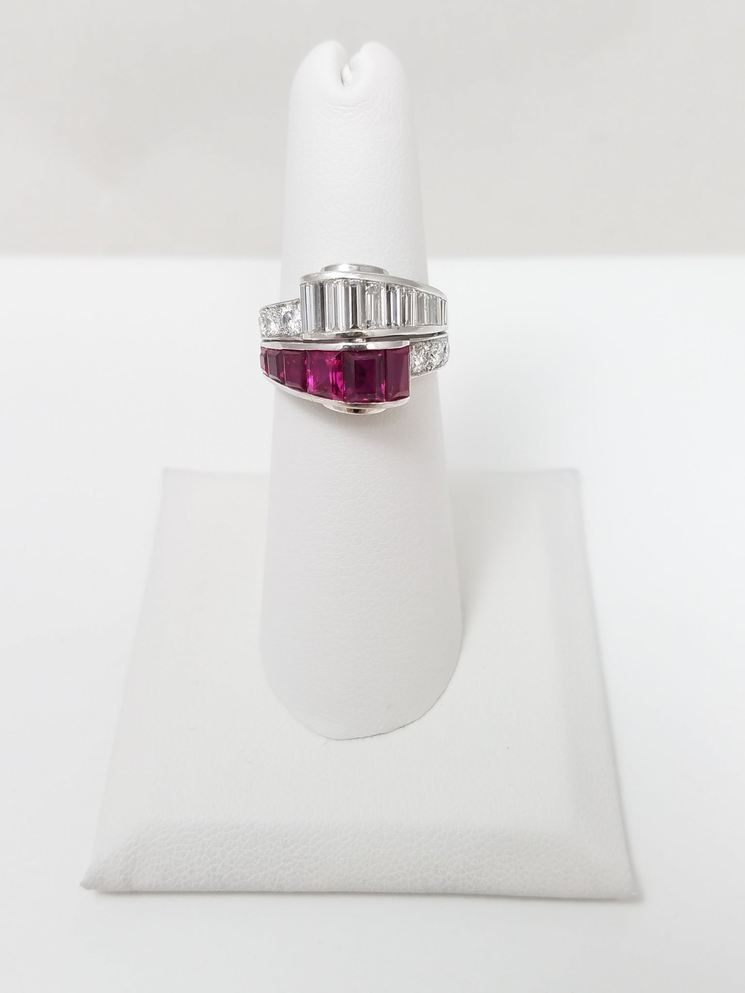Dynamic Vintage Platinum 1ctw+ Natural Diamond & 1ctw+ Natural Ruby Custom Ring