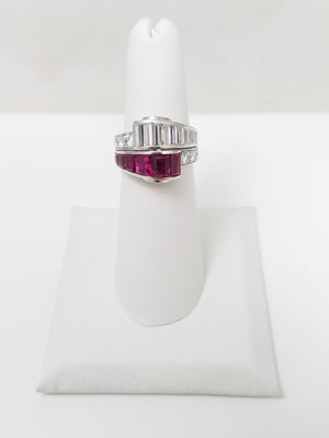Dynamic Vintage Platinum 1ctw+ Natural Diamond & 1ctw+ Natural Ruby Custom Ring