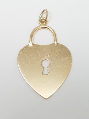 Precious Vintage 14k Yellow Gold Heart/Lock Pendant