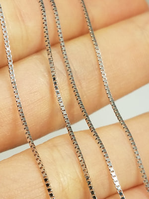 Modest 20" 14k White Gold Box Link Chain Necklace