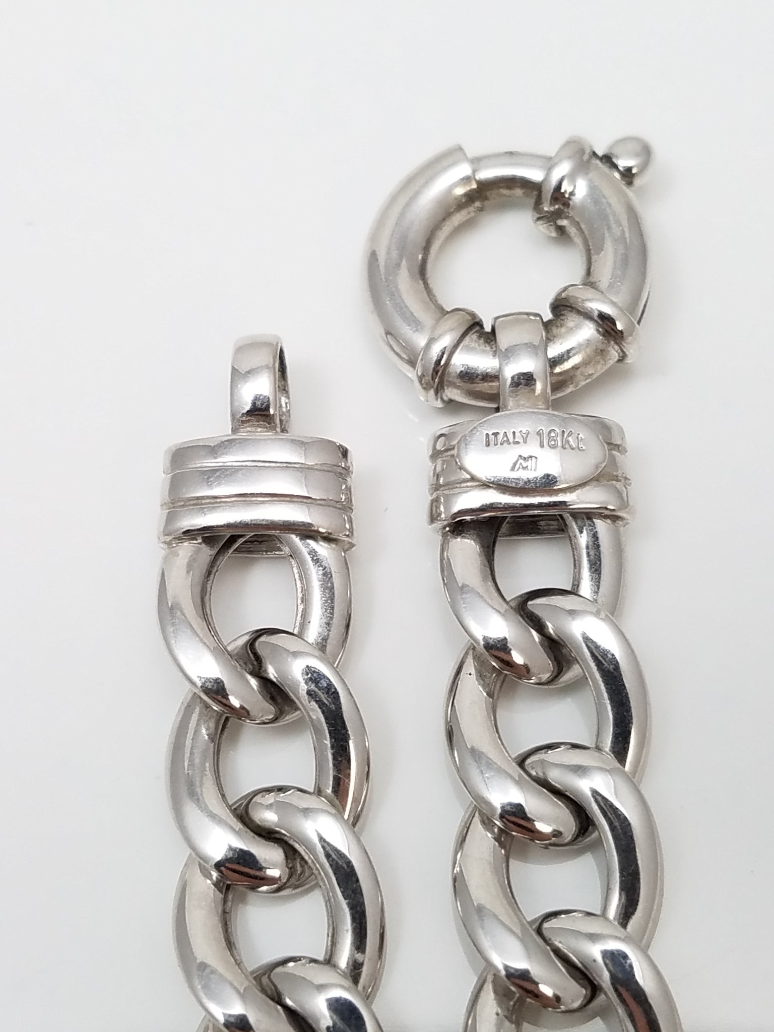 Sporty 18" 18k Hollow White Gold Curb Link Chain Necklace