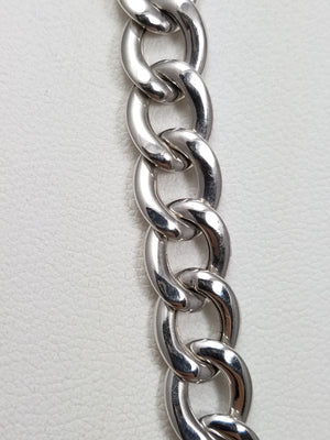 Sporty 18" 18k Hollow White Gold Curb Link Chain Necklace
