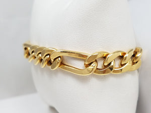 New! Grand 8" Hollow 10k Yellow Gold Figaro Link Bracelet Italy