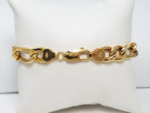 New! Grand 8" Hollow 10k Yellow Gold Figaro Link Bracelet Italy