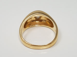 14k Yellow Gold Domed 3-Stone Diamond Ring