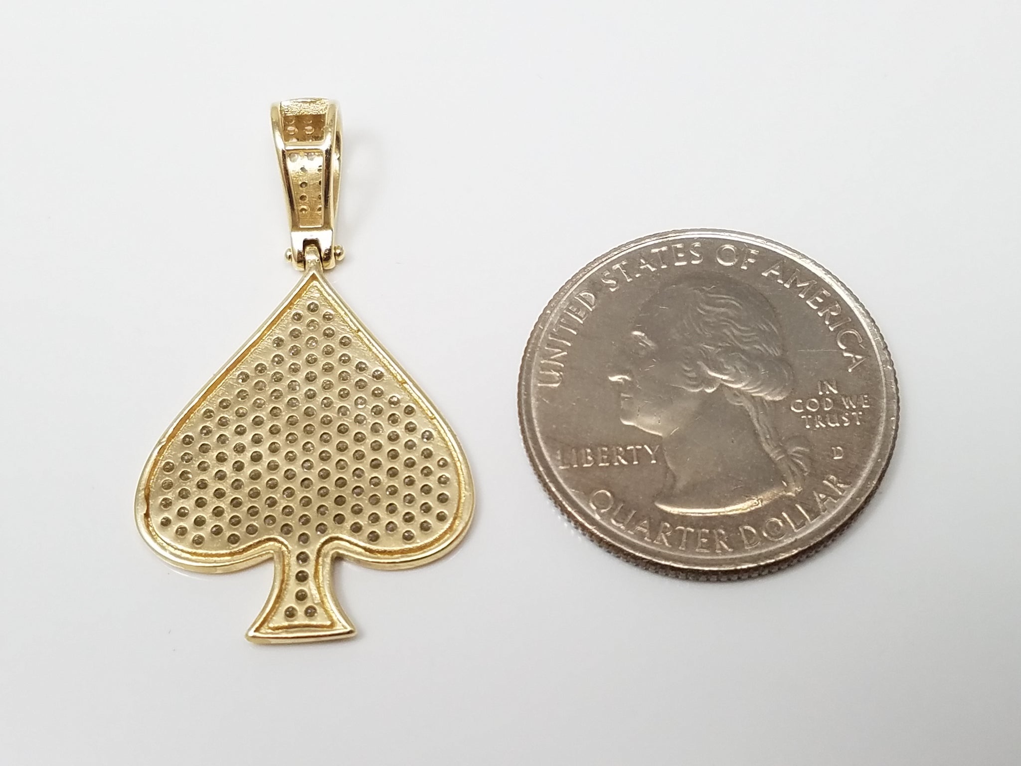 Cool 14k Yellow Gold Cubic Zirconia Spade Pendant