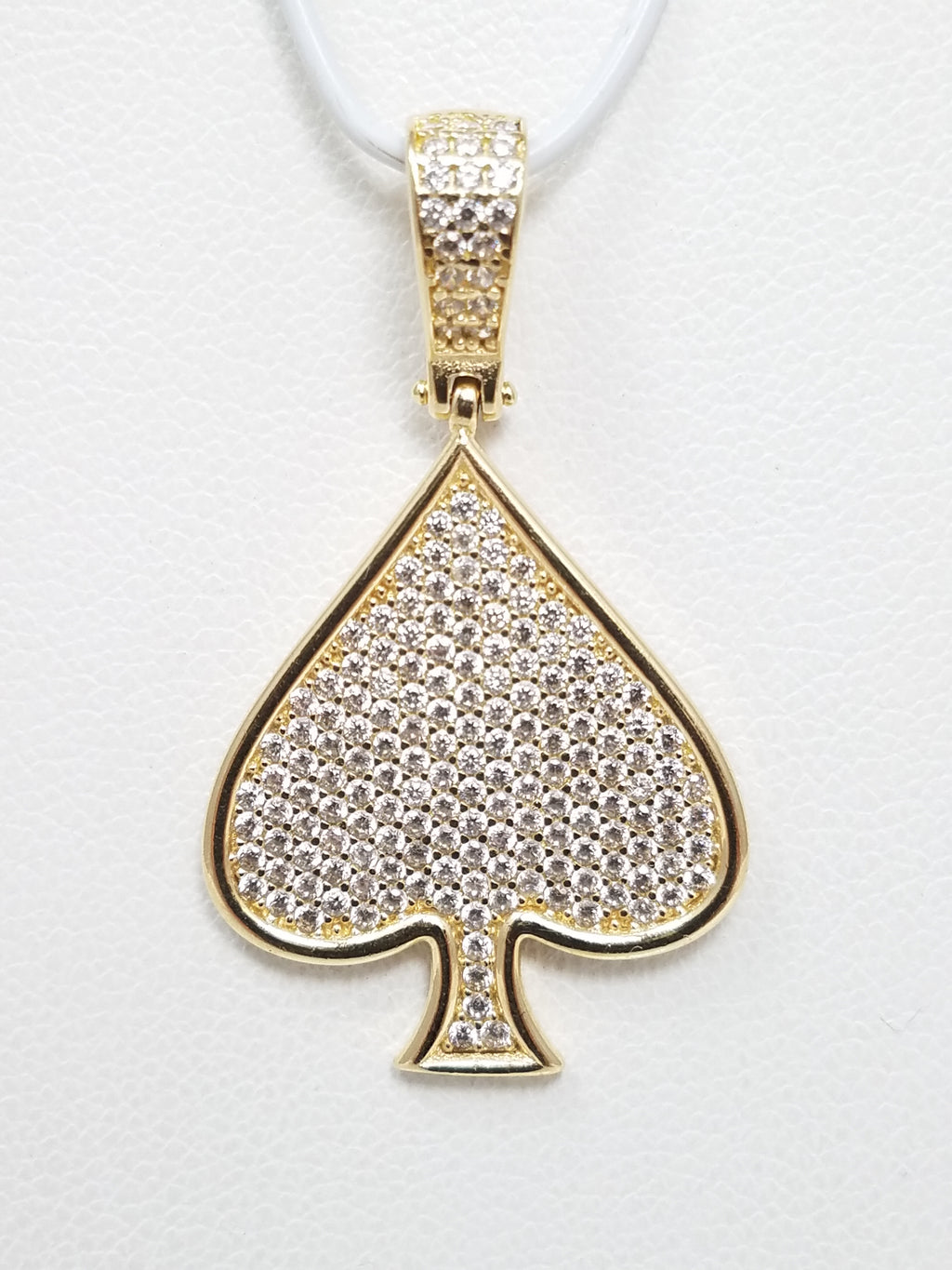 Cool 14k Yellow Gold Cubic Zirconia Spade Pendant