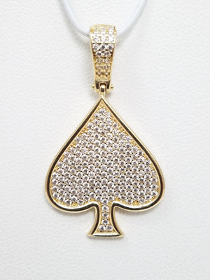 Cool 14k Yellow Gold Cubic Zirconia Spade Pendant