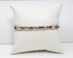 Precious 14k White Gold Natural Pink Tourmaline 7.25" Bracelet