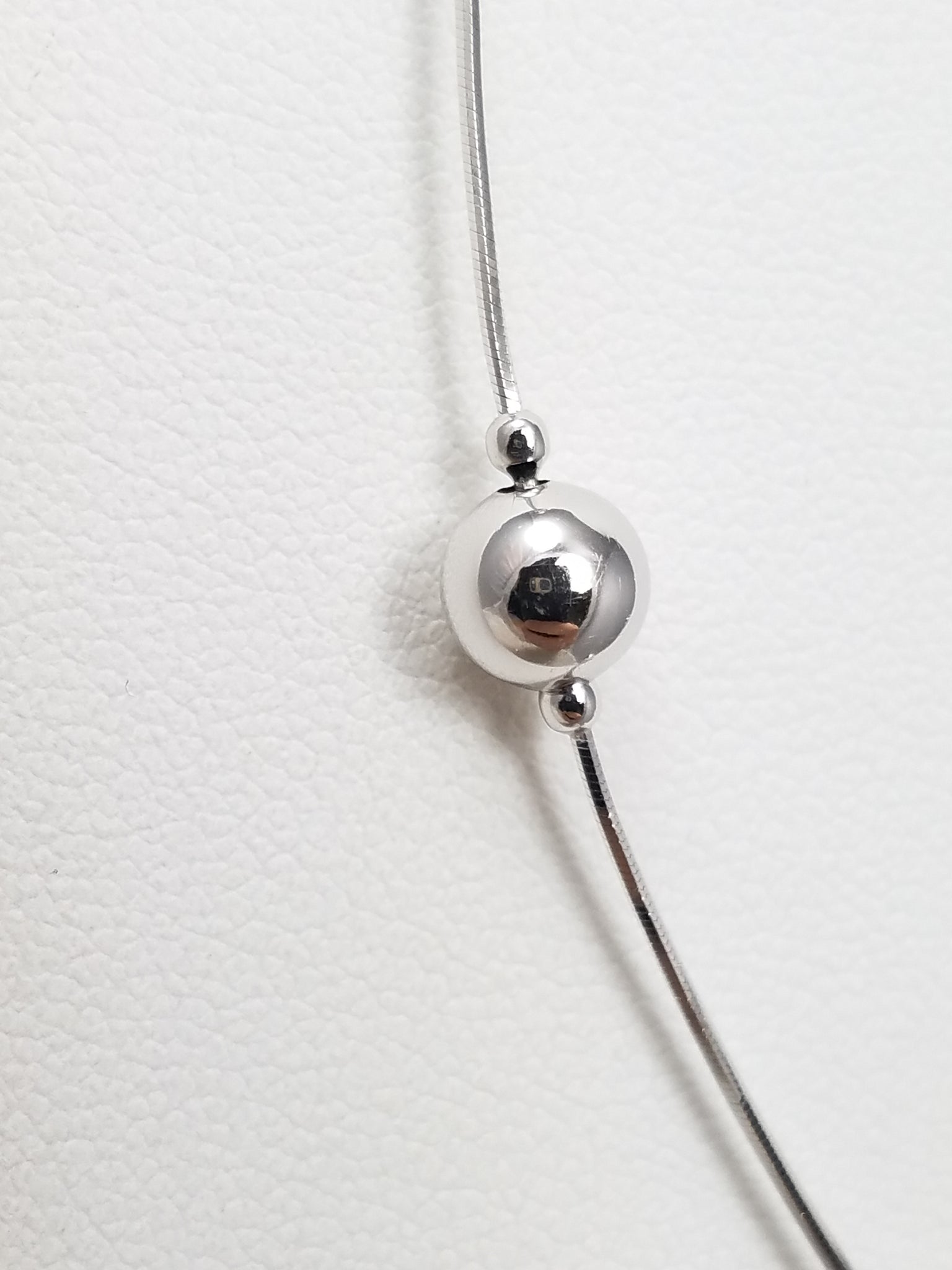 Italian 14k White Gold Bead Station 16" Necklace