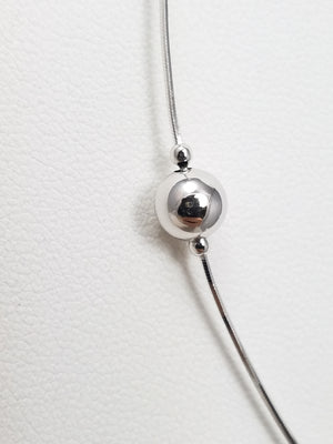 Italian 14k White Gold Bead Station 16" Necklace