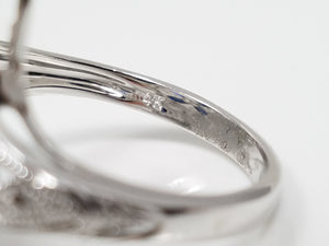 Fabulous 14k White Gold Natural Sapphire Diamond Pierced Ring
