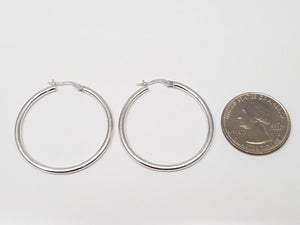 14k White Gold Hollow Hoop Earrings