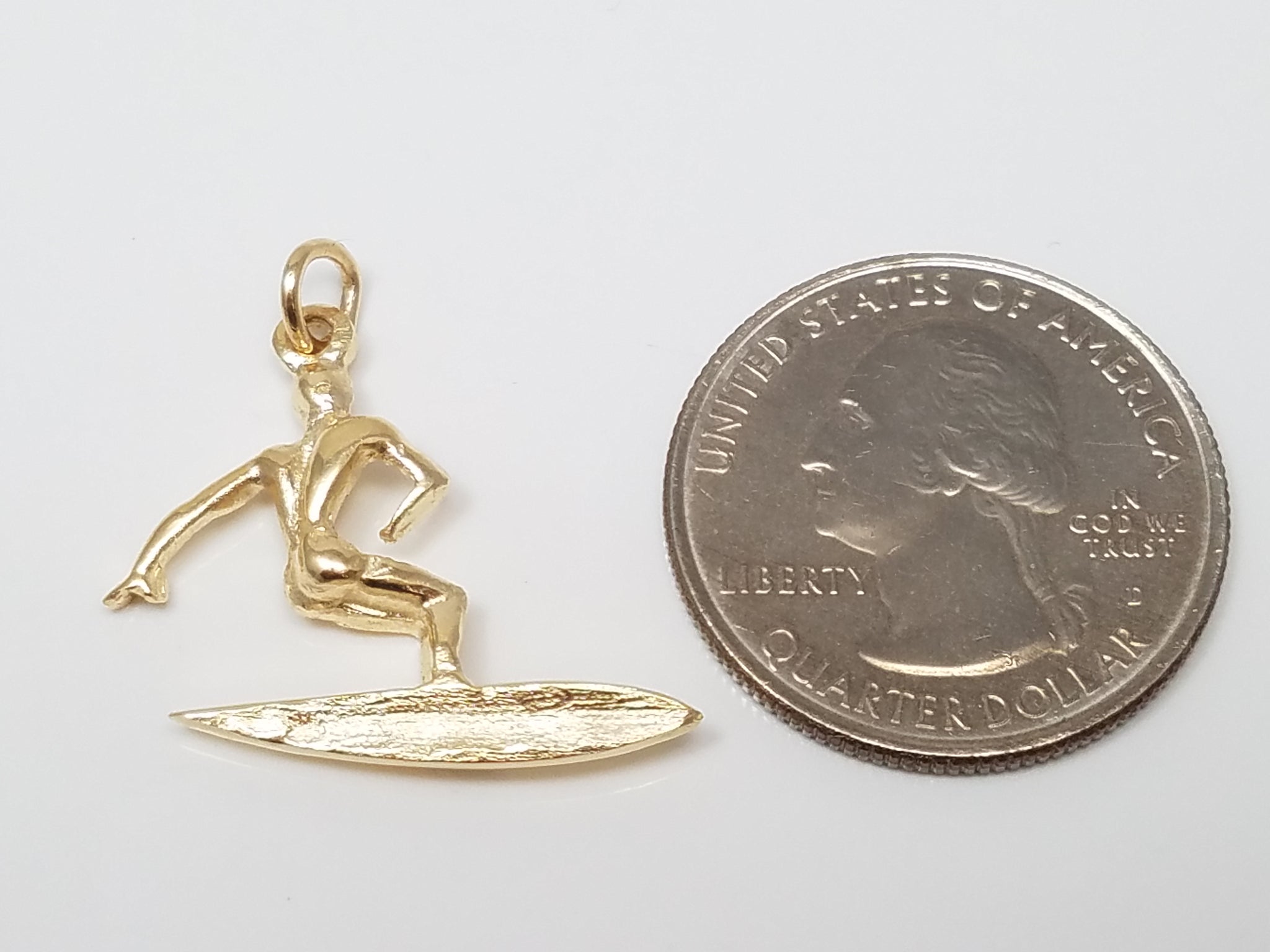 Sporty 14k Yellow Gold Surfer Charm/Pendant