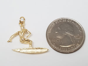 Sporty 14k Yellow Gold Surfer Charm/Pendant