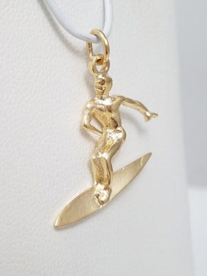 Sporty 14k Yellow Gold Surfer Charm/Pendant