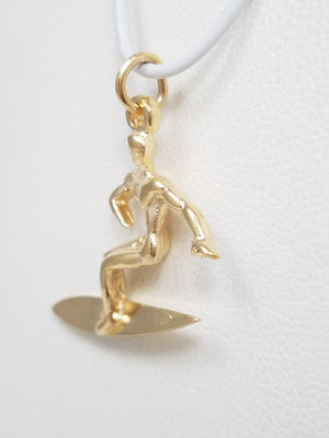 Sporty 14k Yellow Gold Surfer Charm/Pendant