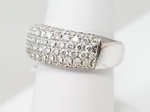 Scintillating 18k White Gold 1ctw Natural Pave Diamond Ring Band