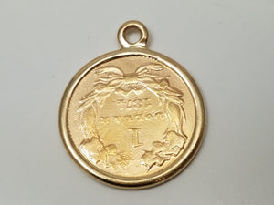 Enchanting 1874 U.S. Indian Princess $1 Gold Coin 14k Yellow Gold Pendant