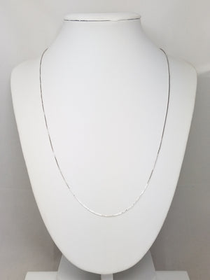 Simple 20" 14k White Gold Box Link Chain Necklace
