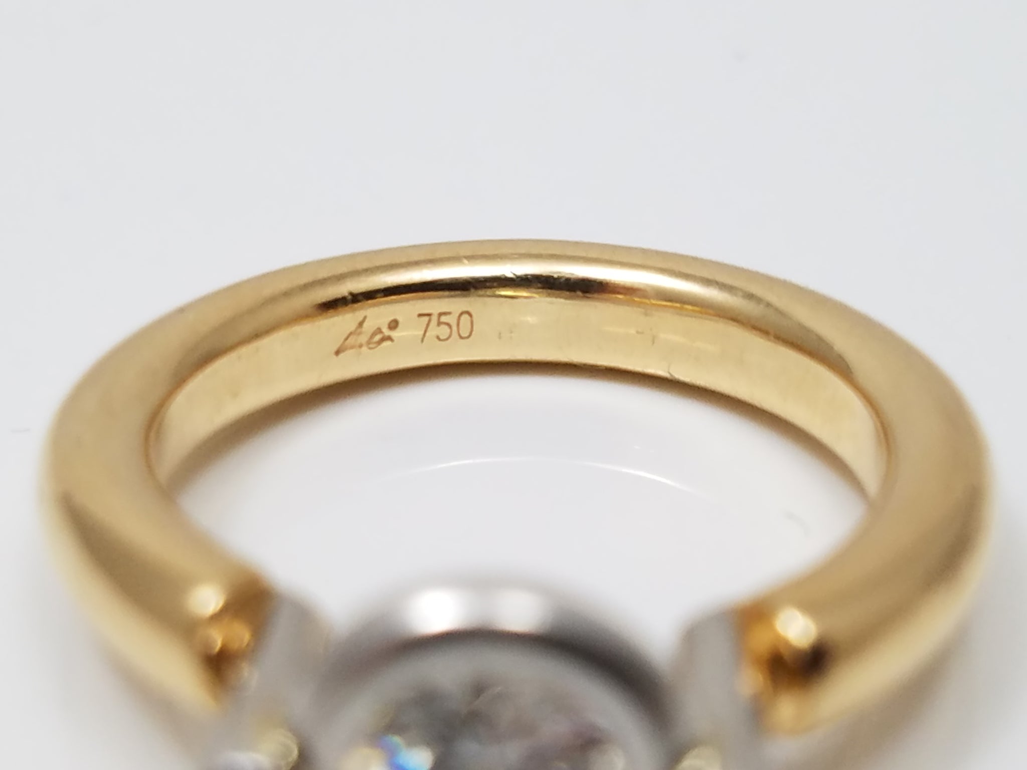 Retro 18k Two Tone Gold Natural Solitaire Diamond Engagement Ring