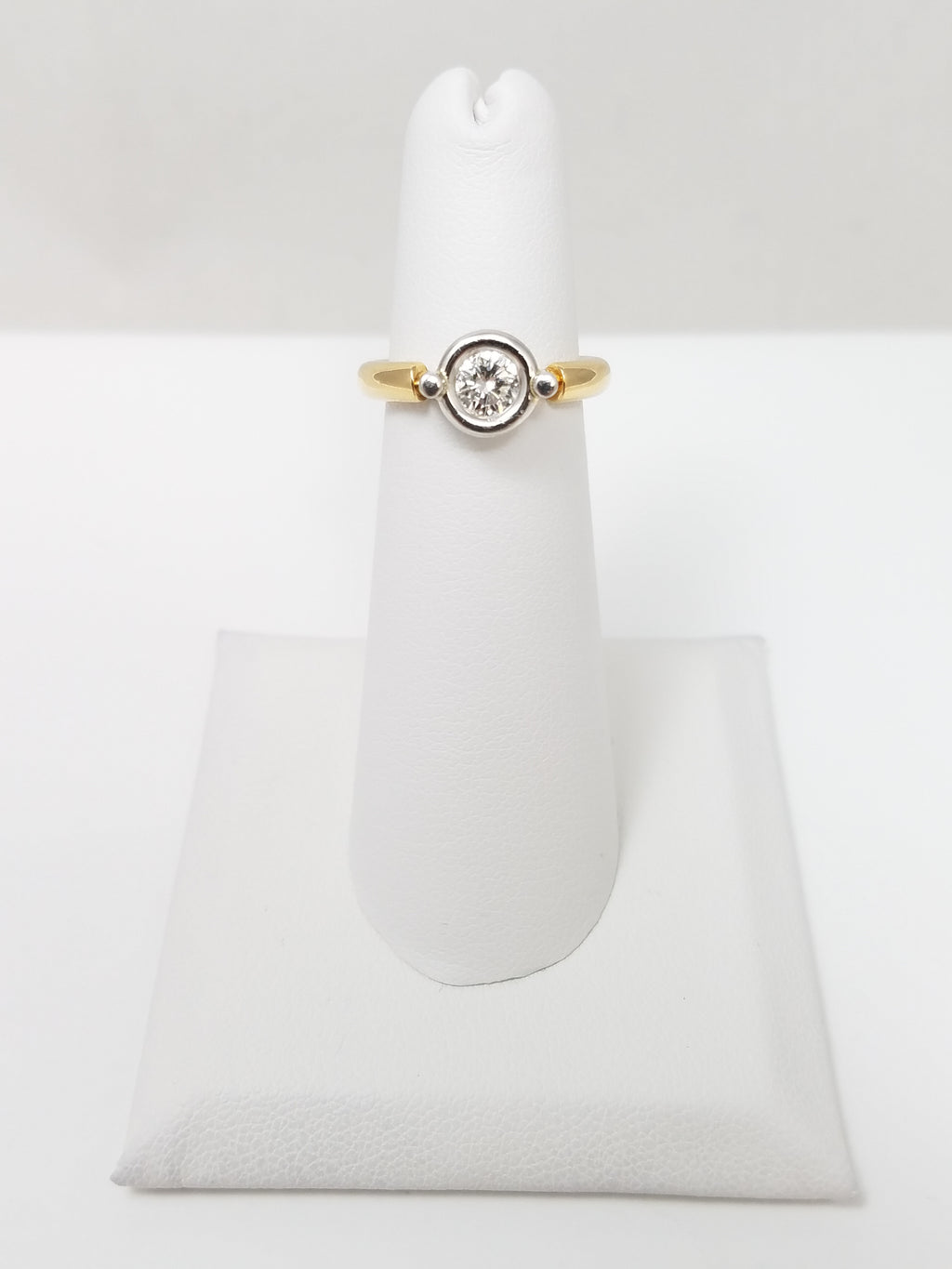 Retro 18k Two Tone Gold Natural Solitaire Diamond Engagement Ring